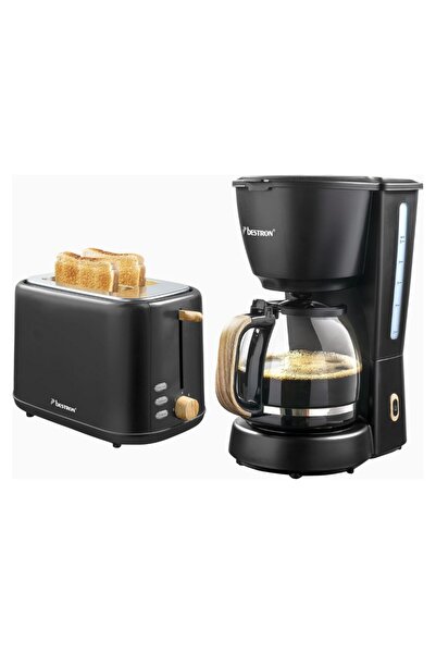 bestron Black & Wood Toasting and Filter Coffee Maker Set