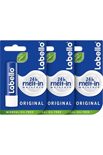 LABELLO Lip Care, Moisturizing Lip Balm, Original with Shea Butter, 3x4.8g