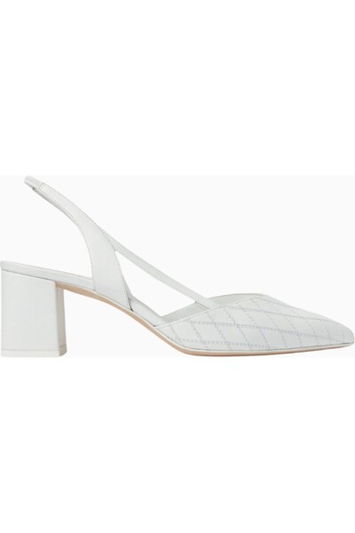 Private Collection Flonda Slingback Pumps, White Nappa Leather, Block Heel, S...
