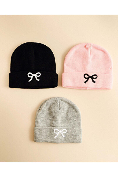 REDTAG Women Assorted Bow Embellished Beanies 3 Piece Set