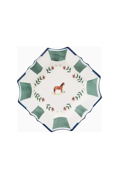 Anthropologie طبق الحلوى المصنوع من الفخار المرسوم يدويًا من ألانا