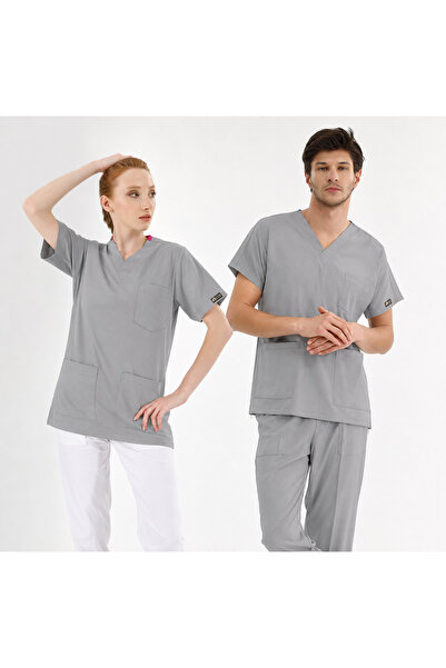 ÇİZGİ MEDİKAL Neutral Gray Silva Luxury Lycra Single Top Jersey