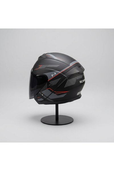 scharf 528 Siyah Vizörlü Yarım Motosiklet Kaskı - Güneş Camlı Açık Kask (G1)