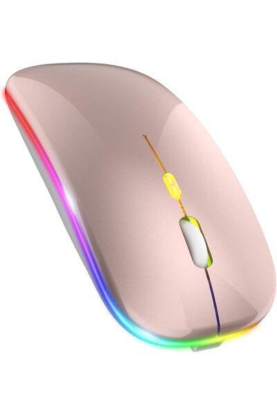 Umiwin ماوس لاسلكي صامت مزود بإضاءة LED - نحيف وقابل للحمل مع منفذي USB ومستق...