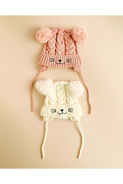 REDTAG Girls White And Pink 2-Cap Set