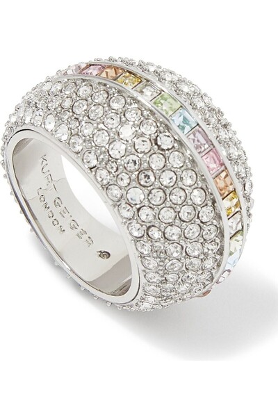 Kurt Geiger Pave Rainbow Ring, Stylish Design with Multicolored Crystals