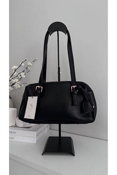 NES BAGS & ACCESSORIES Alya Çift Bölmeli El ve Omuz ÇANTASI - Siyah