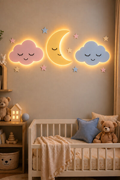 Moonly Concept Ay Bulut Gece Lambası | Çocuk Odası ve Bebek Odası Dekorasyonu...
