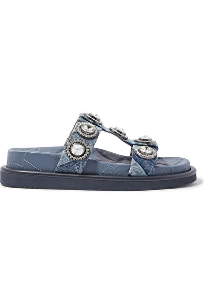 Kurt Geiger Crystal Stone Comfortable Denim Sandals