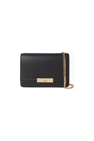 Elisabetta Franchi Luxury Faux Leather Flap Shoulder Bag with Gold Chain Detail