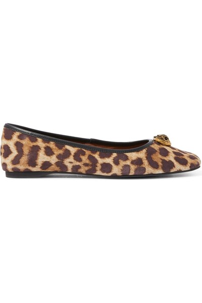 Kurt Geiger Chelsea Leopard Patterned Square Toe Ballerina Shoes