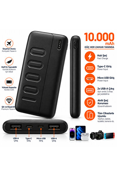 FABRON 10.000 mAh Powerbank Hızlı Şarj Çift Cihaz Şarj Taşınabilir Şarj Cihaz...