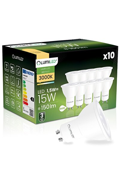 Lumiled 10x Bec LED GU10 tip spot PAR16 1.5W = 15W 150lm 3000K Cald 36 °