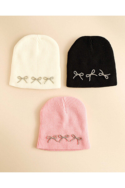 REDTAG Women Assorted Embellished Beanies 3 Piece
