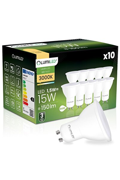 Lumiled 10x Bec LED GU10 tip spot PAR16 1.5W = 15W 150lm 3000K Cald 120 °