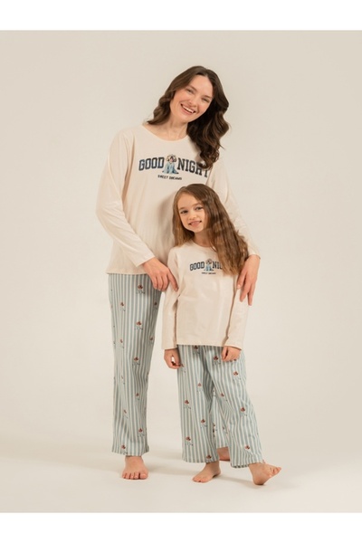 Arnetta Mother - Daughter, Sweet Dreams, 100% Cotton, Cream, Long Sleeve Paja...