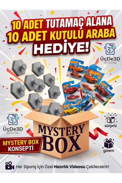 ÜçDe3D WorkShop 10'lu Tutamaç Duvar Askısı (10 Adet 5785 Kutulu Araba Hediye)