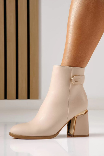 Zaira Botine dama vatuite bej din piele ecologica Ayala #30339 - 40