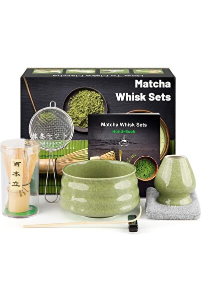 KURKIP 7 Piece Japanese Matcha Ceremony Set Full Ceremony Kit with Natural Ba...