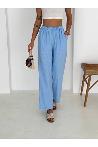 Noa&Noa Linen Trousers with Pockets - Baby Blue Baby Blue