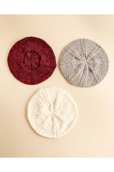 REDTAG Women Assorted Knitted Beret Set (3 Piece)