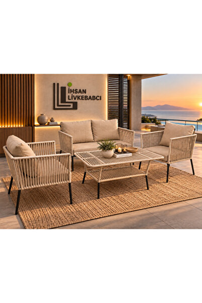 LİV AKSESUAR RATTAN BAHÇE VE BALKON TAKIMI İKLİM SOFT MODEL 2+1+1