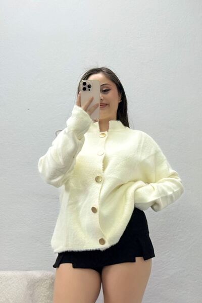 BELENDİR Women's Buttoned Knitwear Cardigan Ecru