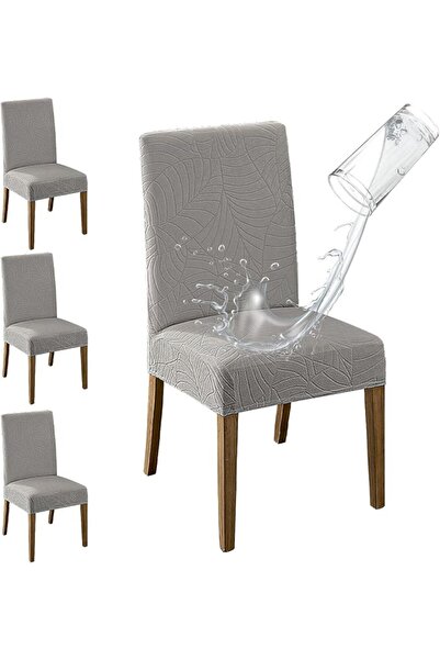 Bukela 4 Pcs Waterproof Dining Room Chair Covers Set of 4, Stretch Jacquard P...