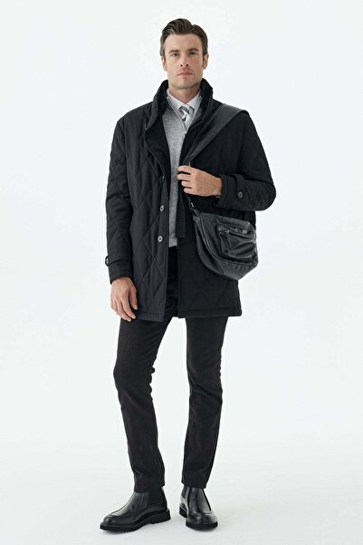 Jakamen Black Comfort Fit Berber Collar Zippered Coat