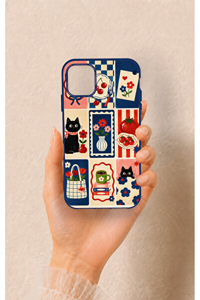 Vip Case iPhone 11 Uyumlu Sevimli Kedi ve Çiçek Desenli Silikon Kılıf