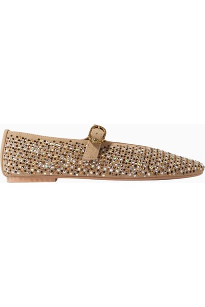 Kurt Geiger Mayfair Ballet Shoes, Elegant Shoes with Suede Crystal Detail