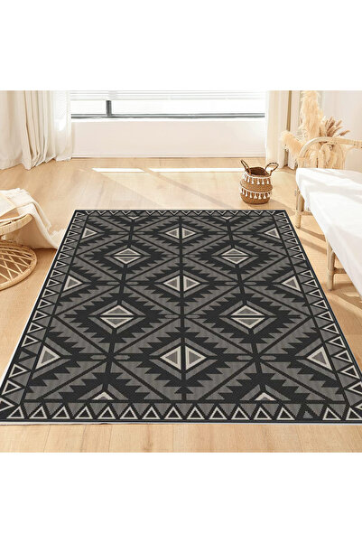 OXFORD HOME Επίπεδο Ψάθινο Χαλί 4869-23133 Μπεζ-Γκρι-Μαύρο 200Χ300εκ.