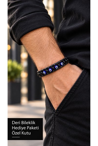 HER ŞEY NOTA www.herseynota.com Esmelio Azure Guard Black Leather Men's Brace...
