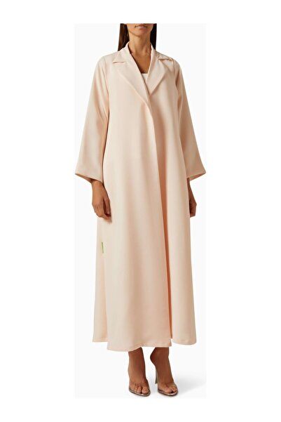 Hessa Falasi Modern Minimalist Notched Collar Abaya Reflects Elegance with Lo...
