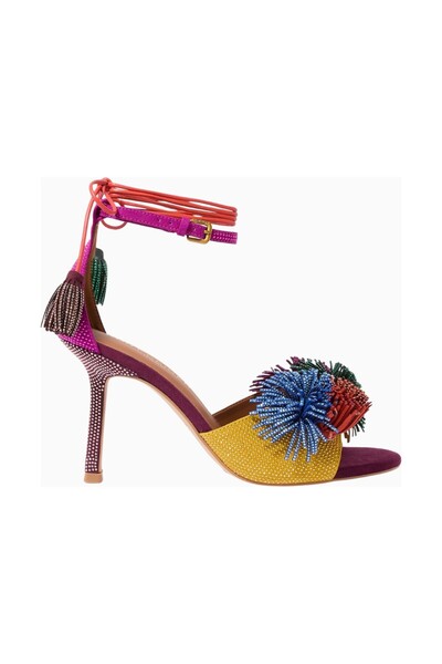 Kurt Geiger Pom Pom 70 Ankle Tie Sandals, Elegant Lace-Up Heeled Shoes with S...