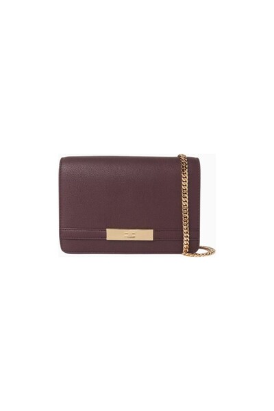 Elisabetta Franchi Luxury Faux Leather Flap Shoulder Bag with Gold Chain Detail