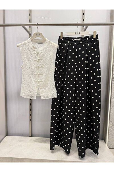Mzr Collection Polka Dot Palazzo Trousers - Black Black