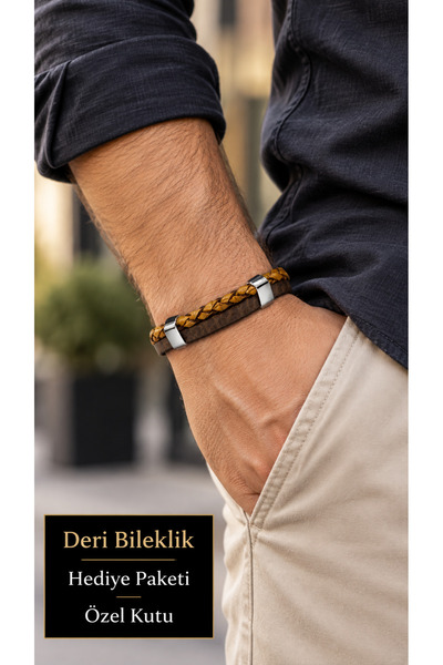 HER ŞEY NOTA www.herseynota.com Quenavio Honey Grain Brown Leather Men's Brac...