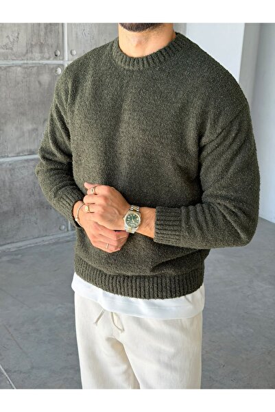FO4RBS Soft Textured Boucle Sweater Khaki