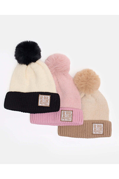 REDTAG Women Assorted Pom Pom Beanies 3 Piece Set