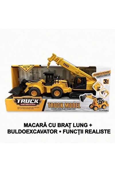 EXCAVATOR Set de 2 vehicule de construcții cu fricțiune și lumini 38cm
