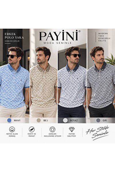 PAYİNİ تي شيرت رجالي بياقة بولو 4 قطع