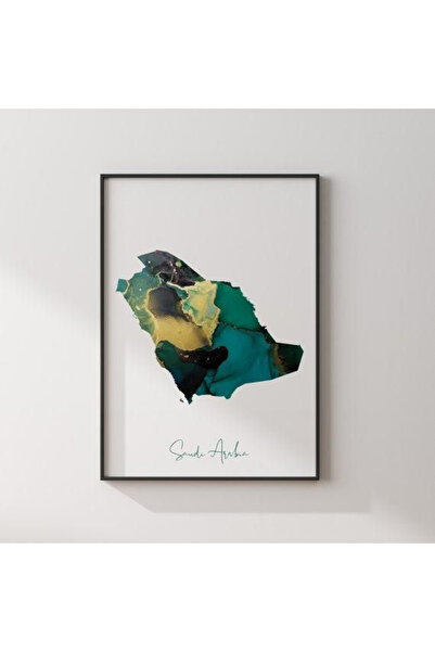 ALAYRA International Abstract Saudi Map Poster (30x40 cm) With Outer Frame fo...
