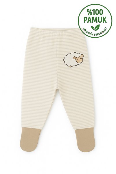 Melekpare Baby&Child Organic Booties Pants with Self-Socking Bottoms Pajamas Transitional Cotton Set of 4