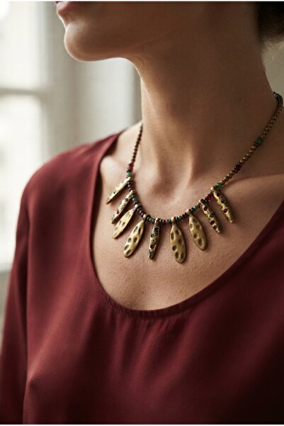 ZGNOVA Handmade Brass Leaf Apparatus Detailed Authentic Necklace