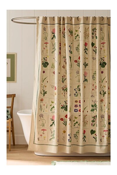 Anthropologie Patterned 100% Cotton Colorful Bathroom Shower Curtain