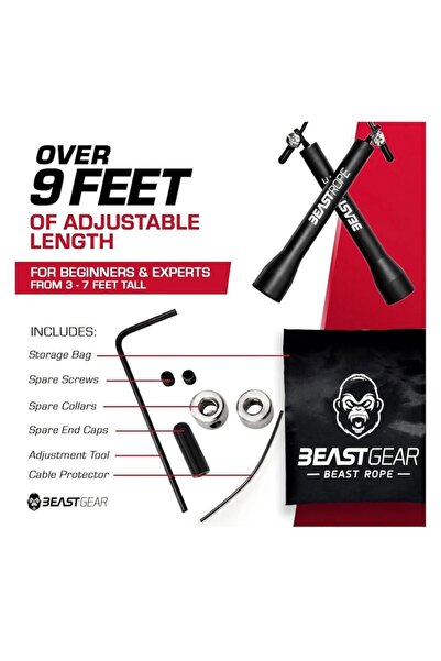 Beast Coarda profesionala de sarit BeastGear Speed Rope, Cablu din Otel Regla...