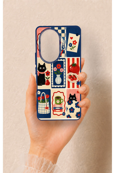 Vip Case Honor 200 Pro 5g Compatible Cute Cat and Flower Pattern Silicone Case