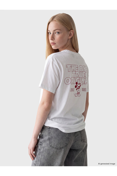 LC Waikiki Tricou de damă din bumbac 100% cu imprimeu Mickey Mouse