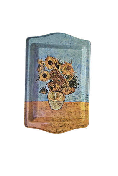Generic Brand Tavă Floarea-soarelui, Pentru cafea, Metal, 25x17 cm